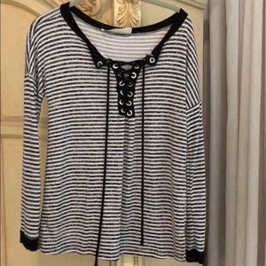 Vintage Havannah long sleeve black/off white top